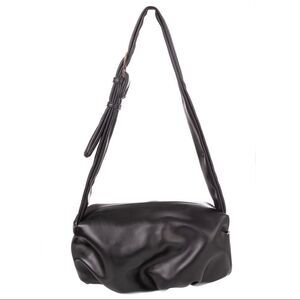 Vegan Leather Upside Down Shoulder Bag, Black